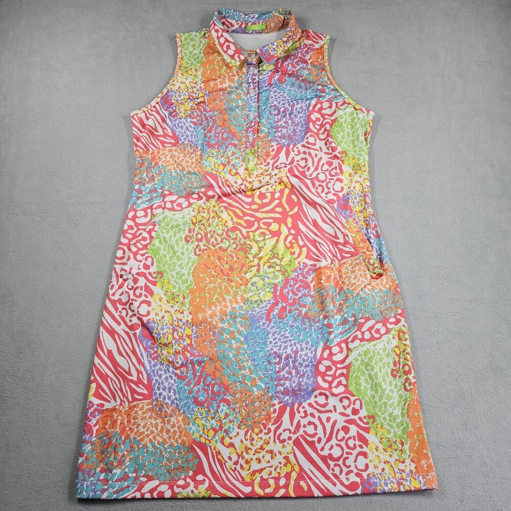 Tee 2 Sea Golf Dress Womens Size XL Nautical Beachy Sleeveless Pink Multi Pocket